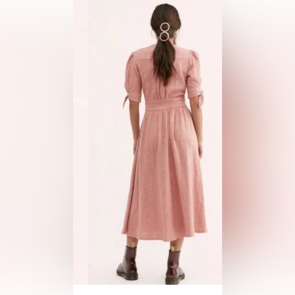 Free people love of my life gauzy midi dress pink medium